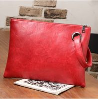 Women's Medium Autumn&winter Pu Leather Solid Color Basic Square Hook Loop Clutch Bag sku image 1