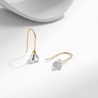 1 Pair Elegant Simple Style Flower Plating Sterling Silver 18k Gold Plated Silver Plated Drop Earrings main image 4