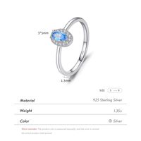 Ig Style Elegant Simple Style Oval Sterling Silver Rhodium Plated Zircon Rings In Bulk main image 3