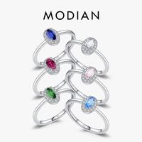 Ig Style Elegant Simple Style Oval Sterling Silver Rhodium Plated Zircon Rings In Bulk main image 2