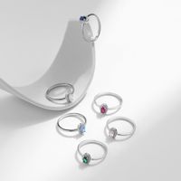 Ig Style Elegant Simple Style Oval Sterling Silver Rhodium Plated Zircon Rings In Bulk main image 7