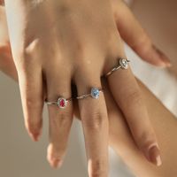 Ig Style Elegant Simple Style Oval Sterling Silver Rhodium Plated Zircon Rings In Bulk main image 6