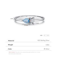 Ig Style Elegant Simple Style Water Droplets Rectangle Sterling Silver Rhodium Plated Zircon Rings In Bulk main image 5