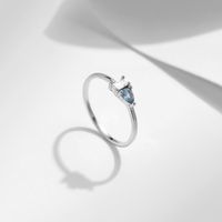 Ig Style Elegant Simple Style Water Droplets Rectangle Sterling Silver Rhodium Plated Zircon Rings In Bulk main image 4
