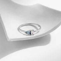 Ig Style Elegant Simple Style Water Droplets Rectangle Sterling Silver Rhodium Plated Zircon Rings In Bulk main image 3