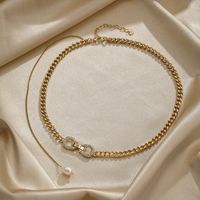 Simple Style Belt Buckle Copper Pearl Plating Inlay Zircon 18k Gold Plated Silver Plated Necklace main image 6