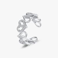 Ig-stil Elegant Französische Art Herzform Sterling Silber Überzogen Mit Rhodium Zirkon Offener Ring In Masse main image 2