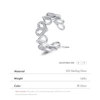 Ig-stil Elegant Französische Art Herzform Sterling Silber Überzogen Mit Rhodium Zirkon Offener Ring In Masse main image 5