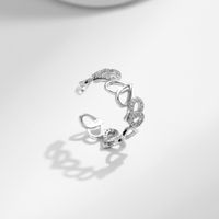 Ig-stil Elegant Französische Art Herzform Sterling Silber Überzogen Mit Rhodium Zirkon Offener Ring In Masse main image 3
