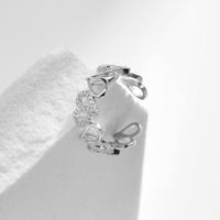 Ig Style Elegant French Style Heart Shape Sterling Silver Rhodium Plated Zircon Open Rings In Bulk main image 1
