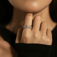 Ig Style Elegant French Style Heart Shape Sterling Silver Rhodium Plated Zircon Open Rings In Bulk main image 6