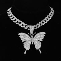 Hip-hop Butterfly Stainless Steel Alloy Inlay Rhinestones Women's Pendant Necklace main image 1