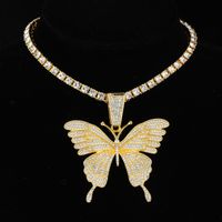 Hip-hop Butterfly Stainless Steel Alloy Inlay Rhinestones Women's Pendant Necklace main image 6