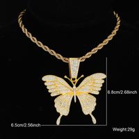 Hip-hop Butterfly Stainless Steel Alloy Inlay Rhinestones Women's Pendant Necklace main image 5
