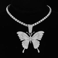 Hip-hop Butterfly Stainless Steel Alloy Inlay Rhinestones Women's Pendant Necklace main image 4