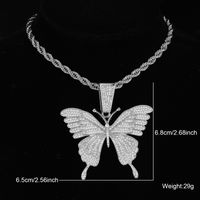 Hip-hop Butterfly Stainless Steel Alloy Inlay Rhinestones Women's Pendant Necklace main image 3