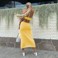 Women's Sheath Dress Sexy Halter Neck Hollow Out Backless Sleeveless Solid Color Midi Dress Party main image 3