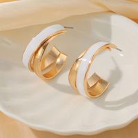 1 Pair Elegant Lady Geometric Enamel Iron Earrings main image 1