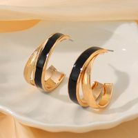 1 Pair Elegant Lady Geometric Enamel Iron Earrings sku image 2