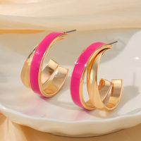 1 Pair Elegant Lady Geometric Enamel Iron Earrings sku image 3