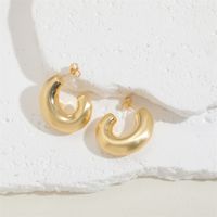 1 Paar Elegant Einfacher Stil C-form Überzug Kupfer 14 Karat Vergoldet Weißgold Plattiert Ohrringe main image 5