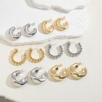1 Paar Elegant Einfacher Stil C-form Überzug Kupfer 14 Karat Vergoldet Weißgold Plattiert Ohrringe main image 1