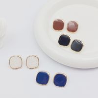 1 Pair Simple Style Classic Style Square Stoving Varnish Alloy Enamel Ear Studs main image 1