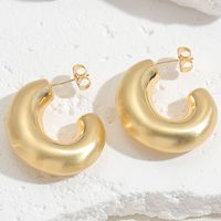 1 Paar Elegant Einfacher Stil C-form Überzug Kupfer 14 Karat Vergoldet Weißgold Plattiert Ohrringe sku image 2