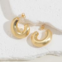 1 Paar Elegant Einfacher Stil C-form Überzug Kupfer 14 Karat Vergoldet Weißgold Plattiert Ohrringe sku image 5