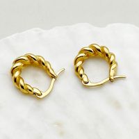 1 Pair Casual Simple Style Commute Twist Plating 304 Stainless Steel Gold Plated Ear Studs main image 3
