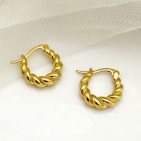 1 Pair Casual Simple Style Commute Twist Plating 304 Stainless Steel Gold Plated Ear Studs main image 1