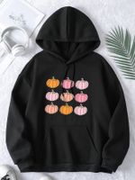 Mujeres Sudadera Manga Larga Sudaderas Con Capucha Y Sudaderas Impresión Bolsillo Estilo Simple Calabaza main image 3