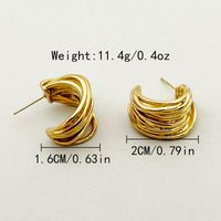 1 Pair Casual Simple Style Commute Lines Plating 304 Stainless Steel Gold Plated Ear Studs main image 2
