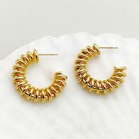 1 Pair Novelty Roman Style C Shape Plating 304 Stainless Steel Gold Plated Ear Studs main image 3