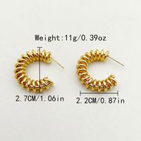 1 Pair Novelty Roman Style C Shape Plating 304 Stainless Steel Gold Plated Ear Studs main image 2