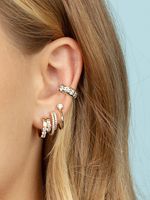 1 Pair Casual C Shape Plating Inlay Copper Zircon Gold Plated Ear Cuffs main image 5