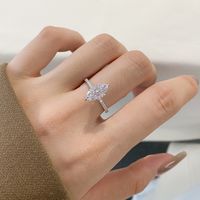 Sterling Silver 14K Gold Plated White Gold Plated Shiny Plating Inlay Irregular The Answer Zircon Rings main image 7