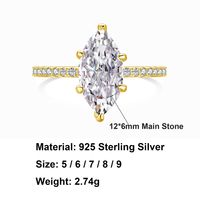 Sterling Silver 14K Gold Plated White Gold Plated Shiny Plating Inlay Irregular The Answer Zircon Rings main image 4