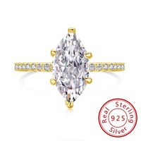 Argent Sterling Plaqué Or 14K Or Blanc Plaqué Brillant Placage Incruster Irrégulier La Réponse Zircon Anneaux main image 9