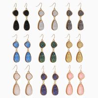 Wholesale Jewelry Simple Style Classic Style Water Droplets Alloy Resin Inlay Drop Earrings main image 1