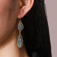 Wholesale Jewelry Simple Style Classic Style Water Droplets Alloy Resin Inlay Drop Earrings main image 6
