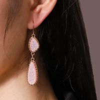 Wholesale Jewelry Simple Style Classic Style Water Droplets Alloy Resin Inlay Drop Earrings main image 4