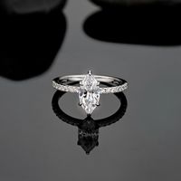 Sterling Silver 14K Gold Plated White Gold Plated Shiny Plating Inlay Irregular The Answer Zircon Rings main image 3