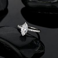 Sterling Silver 14K Gold Plated White Gold Plated Shiny Plating Inlay Irregular The Answer Zircon Rings main image 2