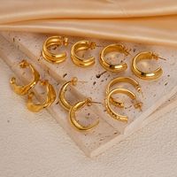 1 Paire Vacances Plage Style Simple Forme C Placage Acier Inoxydable 304 Plaqué Or 14K Des Boucles D'Oreilles main image 8