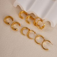 1 Pair Vacation Beach Simple Style C Shape Plating 304 Stainless Steel 14K Gold Plated Earrings main image 2