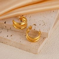 1 Pair Vacation Beach Simple Style C Shape Plating 304 Stainless Steel 14K Gold Plated Earrings main image 7