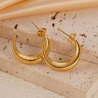 1 Pair Vacation Beach Simple Style C Shape Plating 304 Stainless Steel 14K Gold Plated Earrings main image 3