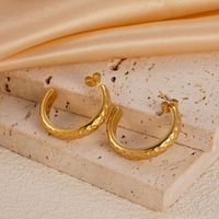1 Pair Vacation Beach Simple Style C Shape Plating 304 Stainless Steel 14K Gold Plated Earrings main image 6