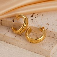 1 Pair Vacation Beach Simple Style C Shape Plating 304 Stainless Steel 14K Gold Plated Earrings main image 4
